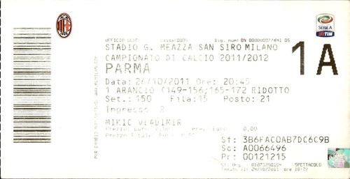 Biglietto stadio milan - milan, parma