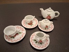 Mini servizio da tè cinese in porcellana floreale 9 pezzi vintage 