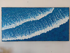 QUADRO MODERNO ASTRATTO DIPINTO A MANO MARE ONDE PAESAGGIO  40x80x4cm  RIF126