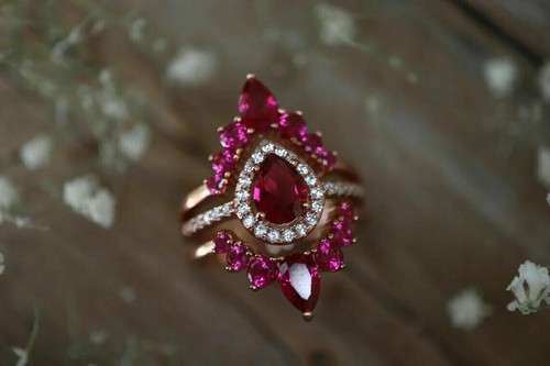 Anello trio donna rubino - , rosa