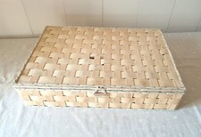 Scatola cesto rettangolare in bambù intrecciato porta oggetti campeggio picnic