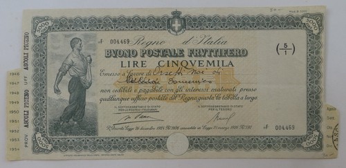 1946 buono postale fruttifero - buono,
