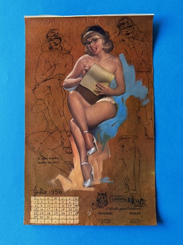 Antiguo hoja calendario - , julio