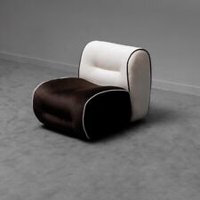 POLTRONA IN VELLUTO MARRONE E BIANCA DESIGN ANNI '70 VINTAGE MODERNARIATO