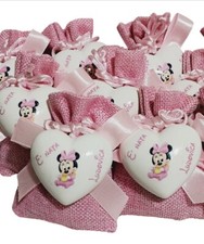 Bomboniera Minnie Cuore Nascita Battesimo Bimba Calamita 5cm