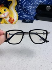 Occhiali da vista unisex cromati croce cuori montatura nera lenti trasparenti 143 mm