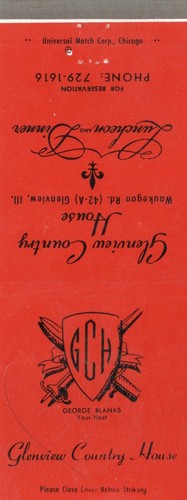 Vintage matchcover glenview - matchcover,