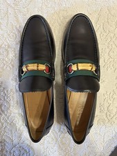 Men's GUCCI 'Bamboo Horsebit' Brown Leather Loafers Size Gucci 10 Like Ad New