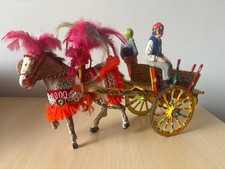 Carretto siciliano artigianale in legno. Inserti dipinti a mano.