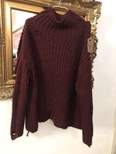 maglione donna Oversize TG Unica INVERNALE A Collo Alto Colore Bordeux  Nuovo
