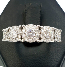 Anello pavè di diamanti tipo veretta in oro bianco massiccio 18k Made in Italy