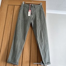 White Stuff pantaloni cargo donna Honton kaki crop misto lino 6R NUOVI prezzo di listino £55