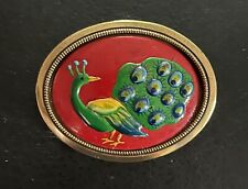 VINTAGE SPILLA DIPINTA A MANO PAVONE