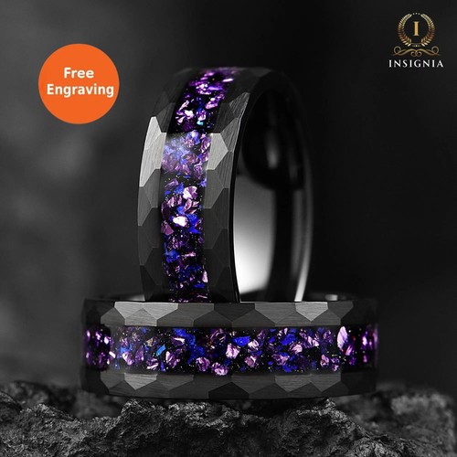 Anello maschio nero martellato