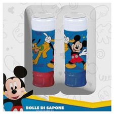 Set Da 2pz Flacone Bolle Di Sapone Mickey Topolino 60ml Blister Per Gioco Bambin