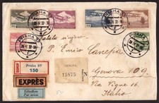 Cecoslovacchia, 1932 copertina espressa multifrancata registrata in Italia -HE15