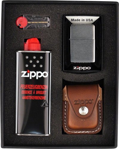Zippo set cromo spazzolato - cromo,