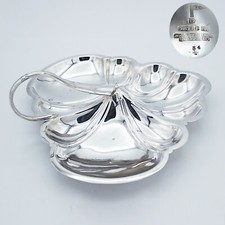 Vassoio in argento sheffield antico silver plated antipastiera con manico piatto