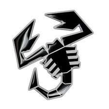 Adesivo per Abarth Ufficiale 3D Scorpione Nero con Bordo Argento Satinato 120 mm