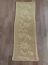 Tendina gialla a vetro in puro cotone lavorazione a Filet all'uncinetto anni '80