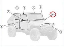Guarnizione inferiore parabrezza Mopar 55395241AI Jeep Wrangler III Jk Jku