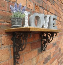 Scaffale rustico in legno massello di rovere fatto a mano mensola in ghisa staffe mensola