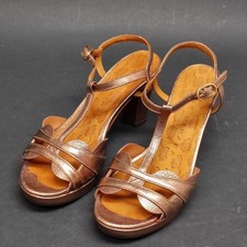 Chie Mihara Sandali Donna Tacco Medio Cuoio Laminato Bronzo N.37 Made in Spain
