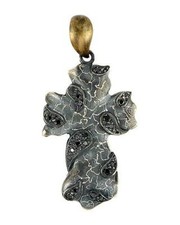 CIONDOLO CROCE ALAN K LOOK VINTAGE FINITURA BRONZO ZIRCONI NERI