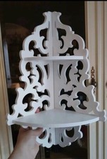 Mensola bianca  laser cut barocco portaoggetti angolare 45 cm 
