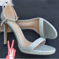 SANDALI DONNA  TACCO  alto 40  ARGENTO GIOIELLO  cerimonia  VV