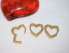 1coppia basi orecchini a cerchio cuore in ottone placcato oro 18k 16,5x16mm