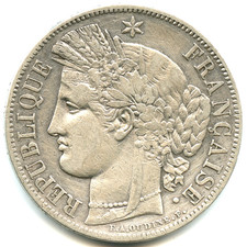 5 francs argent Cérès 1849 A