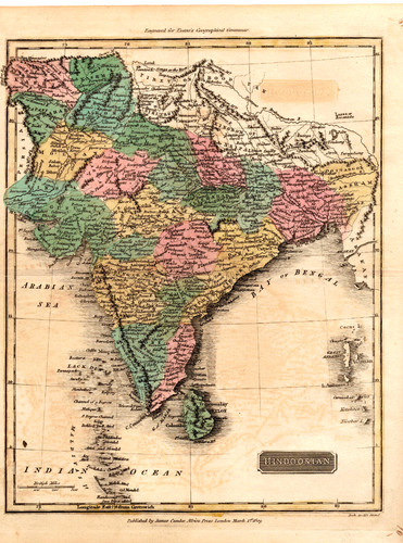 Mappa hindoostan india - mappa, [india]