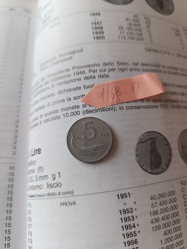 Moneta italia lire del - , da