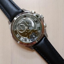 Seiko Premier Cronografo Kinetic Batteria Sostituita Cinturino Pelle