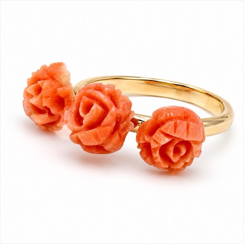 Anello oro 14kt corallo - anello,