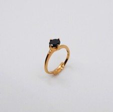 SOLITARIO CON ZIRCONE NERO IN ARGENTO 925 RODIATO IN ORO GIALLO 18 KT