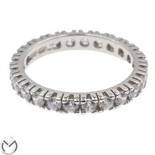 Anello veretta in oro bianco 18 Kt 750 zirconi -502/VE-