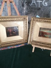 Coppia Di Quadri Antichi Dell Ottocento Olio Su Tavola