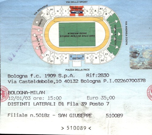Biglietto stadio bologna milan - biglietto, bologna-milan