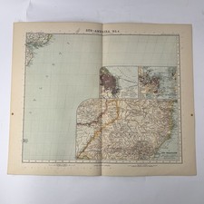 Stieler Hand-Atlas 1908 Sud America tavola 6 carta originale Petermann Gotha