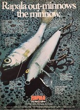 1975 Stampa Pubblicità Rapala Minnow Esche da Pesca Normark Minneapolis, Minnesota