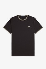 Fred Perry T-shirt Con Doppia Riga Grigio - Taglia M Abbigliamento Uomo T-shirts