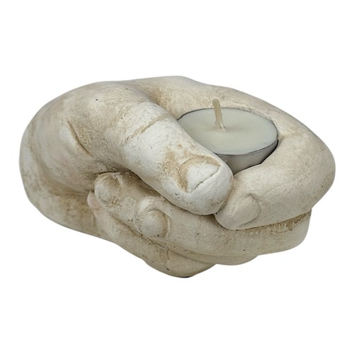 Portacandele mano gesso - a,