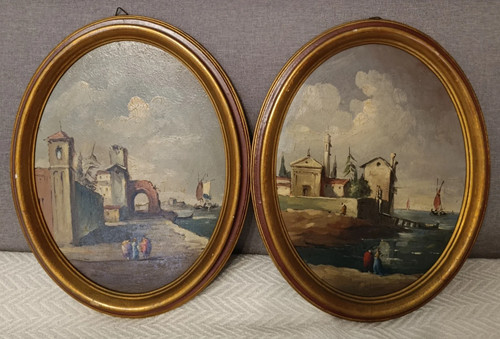 Coppia dipinti olio - olio, su