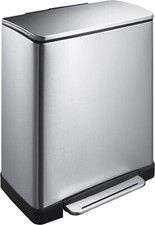 EKO E-Cube - Pattumiera a pedale, 50 l, in acciaio inox (34,5 x 50 x 65 cm)