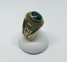 1 anello uomo antico GEORGE TOWN inciso a mano Oro 10 Kt pietra tsavorite UNICO