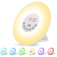 LUCE SVEGLIA DA COMODINO FM RADIO FUNZIONE COLORE LED ALBA TRAMONTO SNOOZE