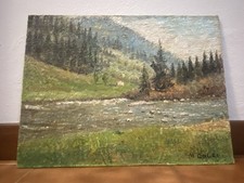 Dolci Martino (1912-1994)  Paesaggio dí Montagna.Olio su Compensato