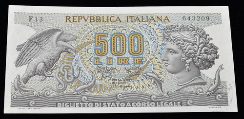1966 italy 500 - 1966, banknote